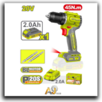 13 mm plastic socket 1B x 2Ah 20V + Charger (45N.m)