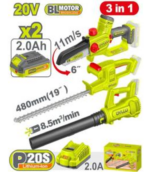 20V Cordless 3-Piece Combo Kit – 6" Chainsaw, Reciprocating Saw & Industrial Blower, 2 × 2Ah Batteries, Charger Included - Image 2