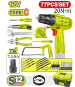 Cordless Drill Set 12V – 77 Pieces with Plastic Case - Image 2