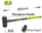 Steel Sledge Hammer with Fiberglass Handle – 8LB - Image 2