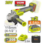 Industrial Cordless Angle Grinder – Variable Speed, 20V, 2 × 4Ah Batteries, Charger Included, 950W - Image 2