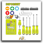 30-Piece Screwdriver Set with Accessories on Card