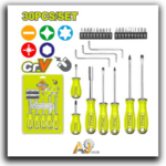 30-Piece Screwdriver Set with Accessories on Card