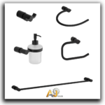 5-Piece Wall-Mounted Bathroom Accessory Set – Black